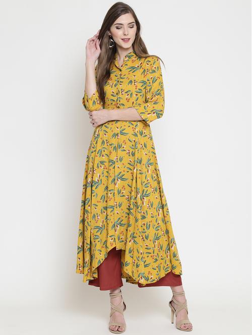 floral printed asymmetric kurta palazzo set - 16659133 - Very Small Image - 1
