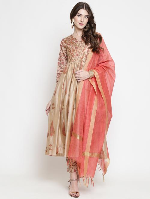 pastel floral flared angrakha suit set - 16659134 - Very Small Image - 1
