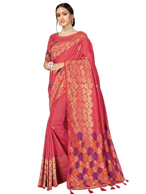 foil print woven saree with blouse - 16659145 - Very Small Image - 1