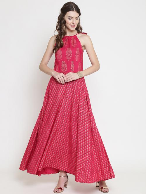 halter neck block print maxi dress - 16659352 - Very Small Image - 1