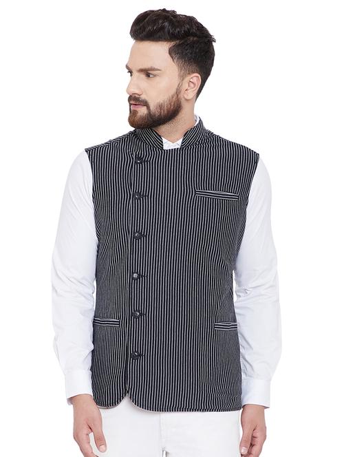black striped nehru jacket - 16659372 - Very Small Image - 1
