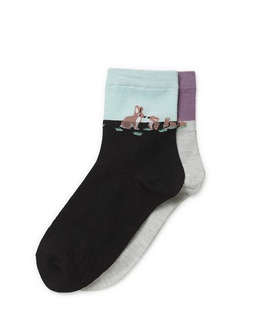 j style women's cotton and nylon pack of 2 socks - 16659655 - Very Small Image - 1