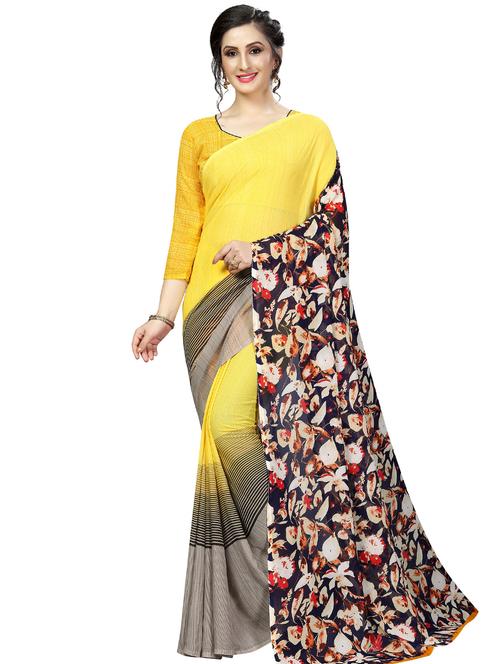 half & half printed saree with blouse - 16660049 - Very Small Image - 1