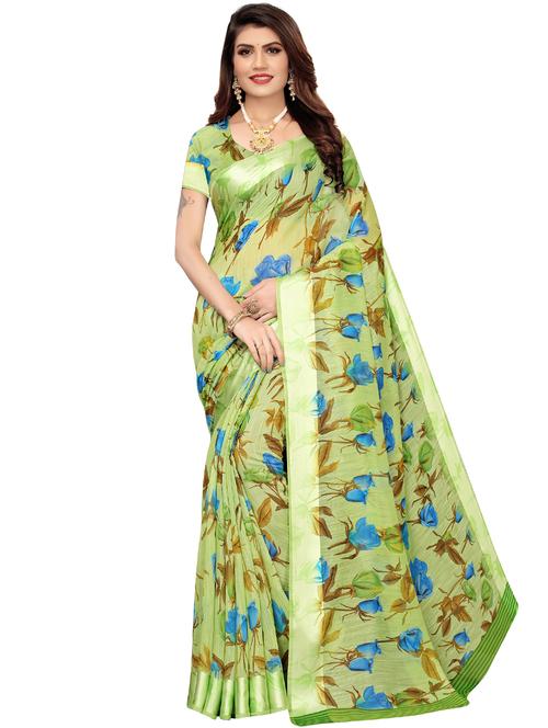 floral printed saree with blouse - 16660052 - Very Small Image - 1