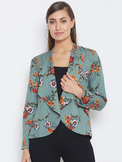 lapel neck long sleeved floral blazer - 16660066 - Very Small Image - 1