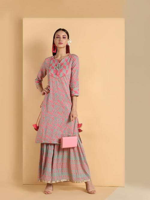 gota tassels kurta palazzo set - 16660351 - Very Small Image - 1