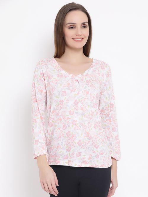 v-neck floral tee - 16660650 - Very Small Image - 1