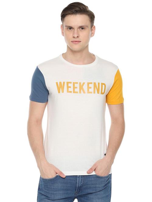 white typographic chest print t-shirt - 16660898 - Very Small Image - 1