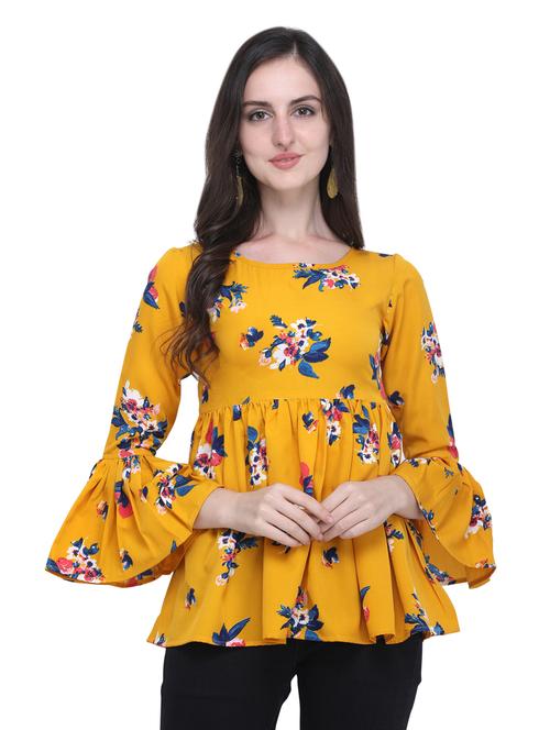 bell sleeved gathered top - 16660946 - Very Small Image - 1