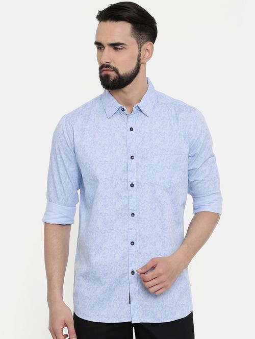 light blue printed casual shirt - 16661480 - Very Small Image - 1