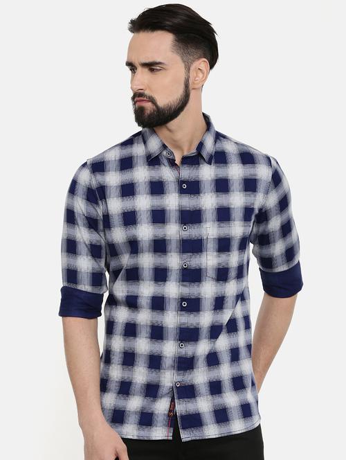 blue checkered casual shirt - 16661488 - Very Small Image - 1