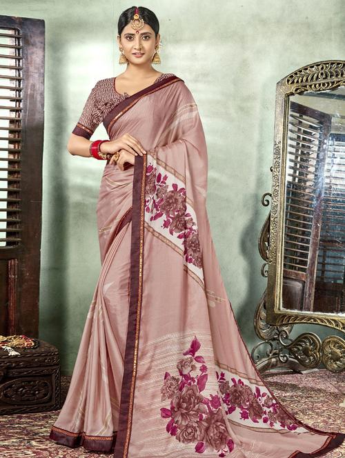 floral printed saree with blouse - 16661640 - Very Small Image - 1