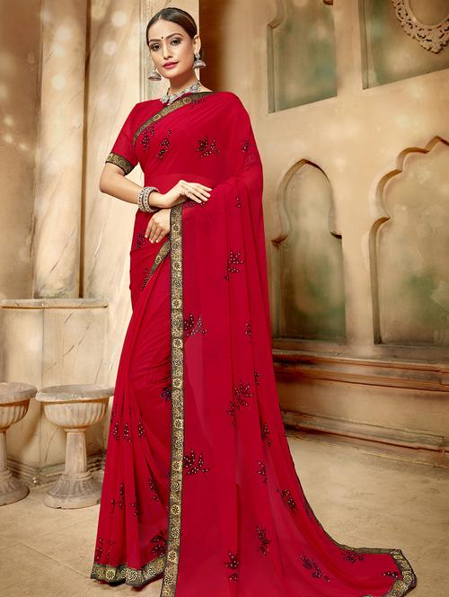 floral printed saree with blouse - 16661679 - Very Small Image - 1