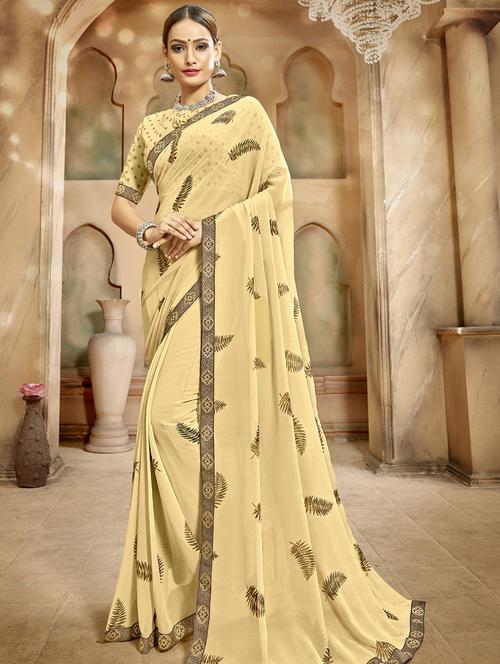 floral printed saree with blouse - 16661682 - Very Small Image - 1