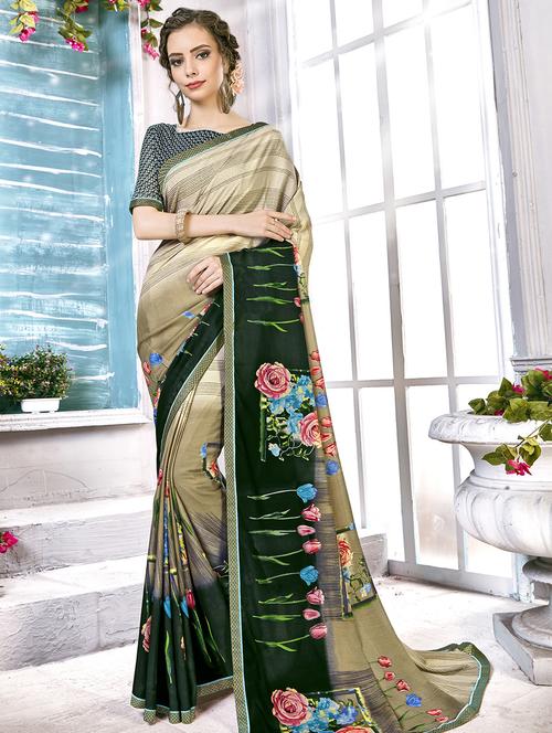 floral printed saree with blouse - 16661700 - Very Small Image - 1