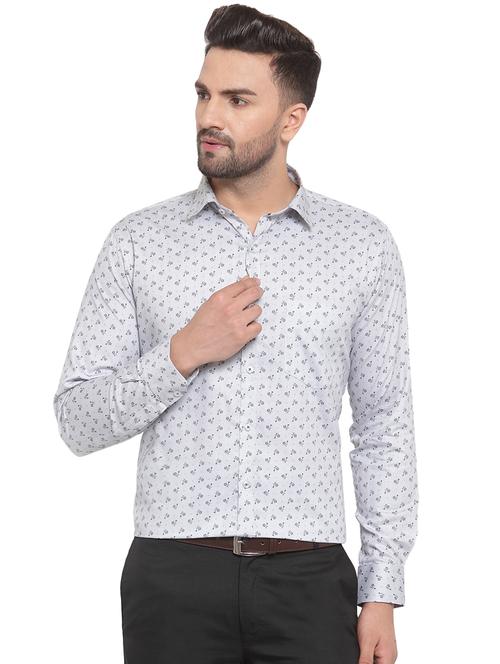 grey floral print formal shirt - 16661931 - Very Small Image - 1
