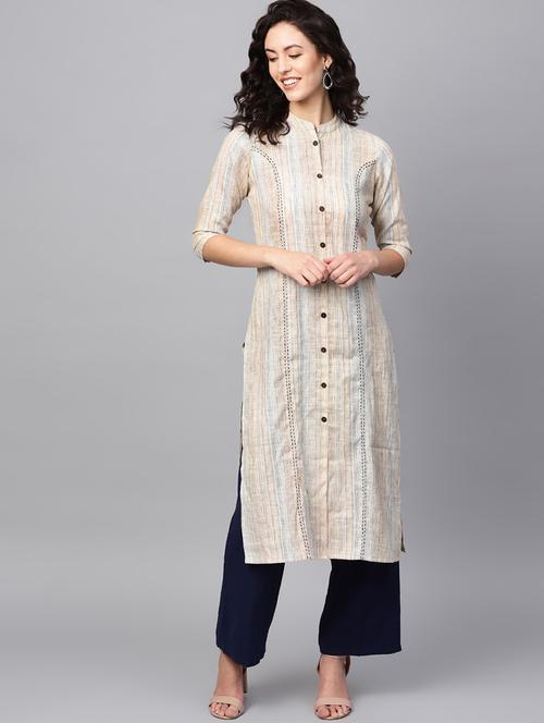 kaantha work solid straight kurta - 16661958 - Very Small Image - 1
