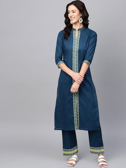 solid kurta palazzo set - 16662034 - Very Small Image - 1