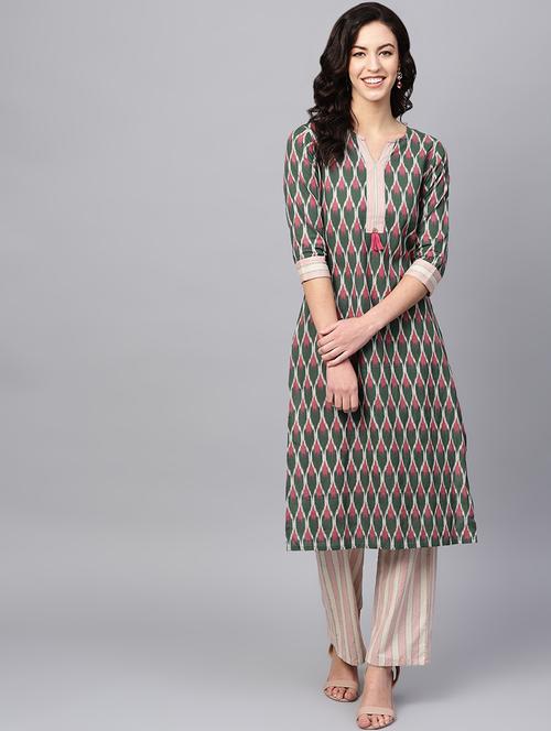ikat kurta palazzo set - 16662039 - Very Small Image - 1