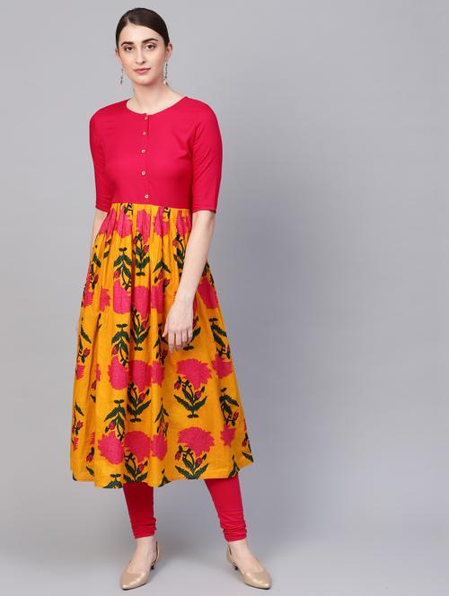 floral print flared kurta - 16662338 - Very Small Image - 1