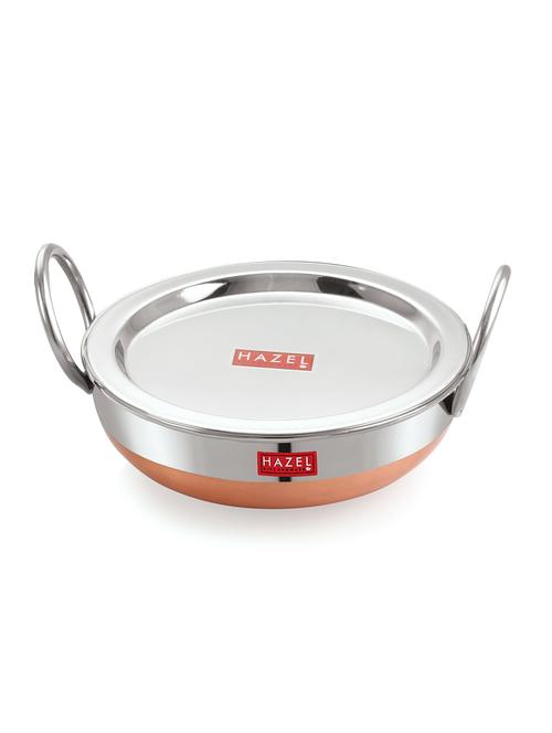 stainless steel kadhai with copper bottom and lid - 16662425 - Very Small Image - 1