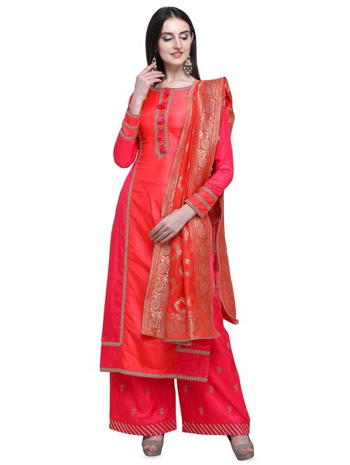zari work semi-stitched suit - 16662529 - Very Small Image - 1