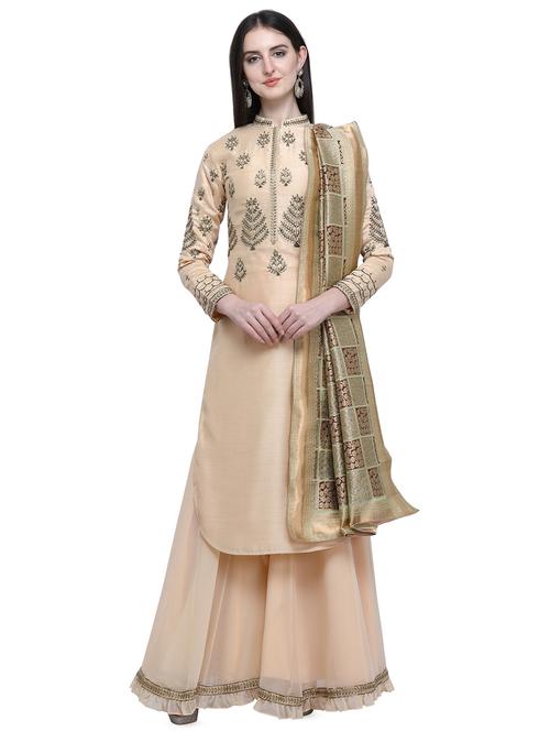 embroidered semi-stitched suit - 16662530 - Very Small Image - 1