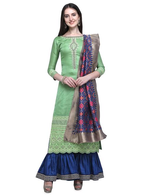 embroidered semi-stitched suit - 16662538 - Very Small Image - 1