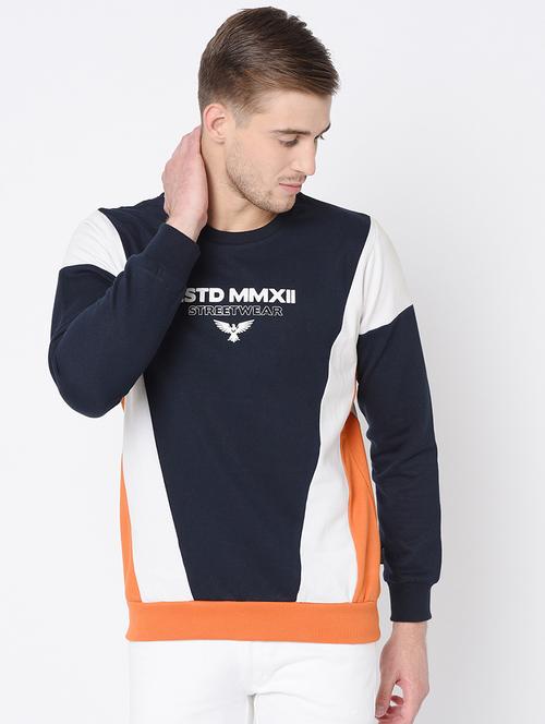navy blue color block sweatshirt - 16662735 - Very Small Image - 1