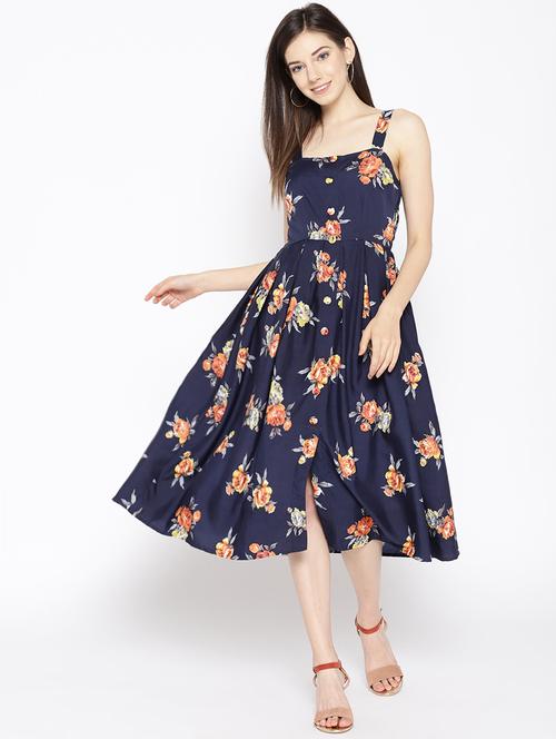 gathered detail floral fit & flare dress - 16663623 - Very Small Image - 1