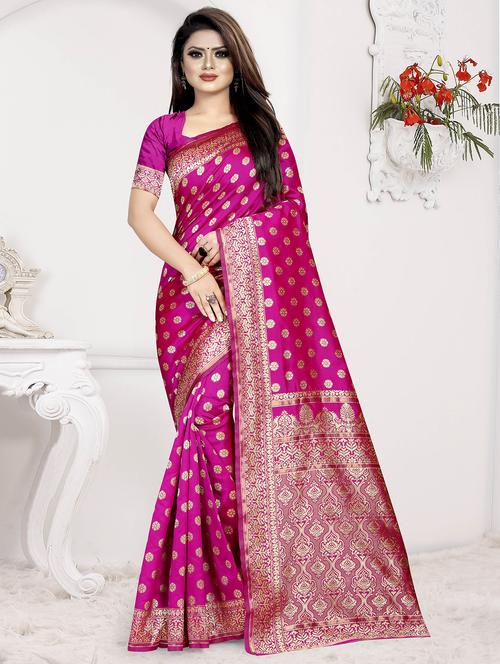 zari work banarasi saree with blouse - 16663809 - Very Small Image - 1