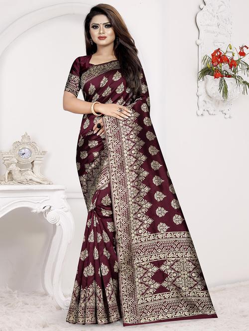 zari work banarasi saree with blouse - 16663810 - Very Small Image - 1