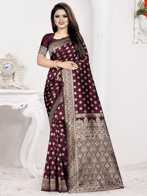zari work banarasi saree with blouse - 16663811 - Very Small Image - 1