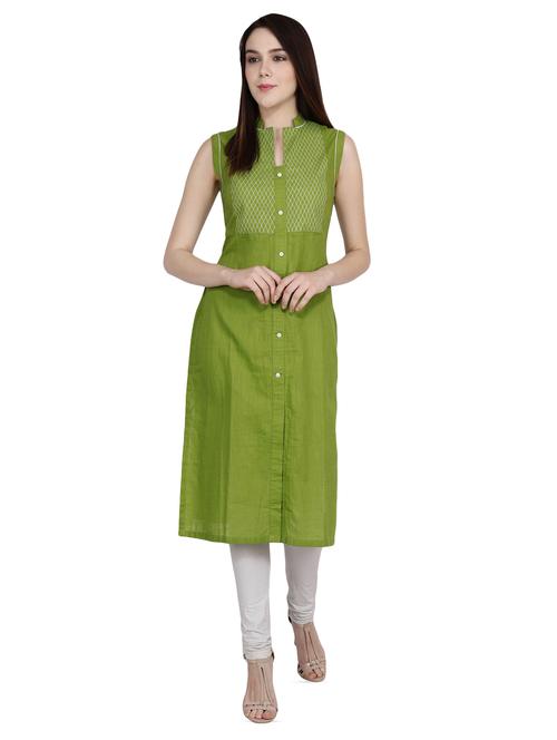 yoke embroidered solid straight kurta - 16663961 - Very Small Image - 1