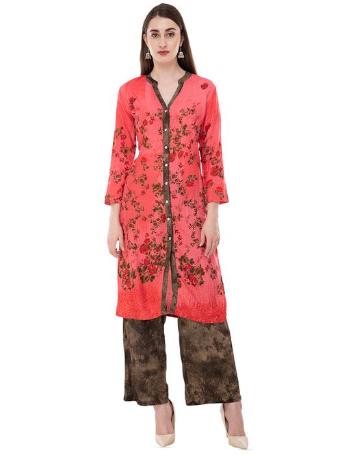 floral printed kurta palazzo set - 16663988 - Very Small Image - 1