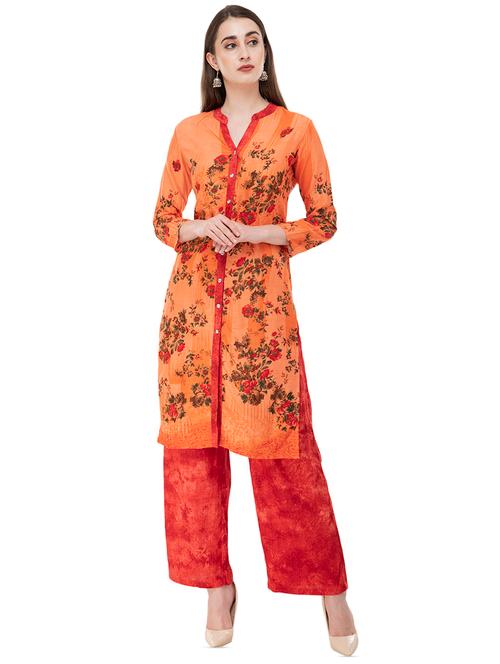 floral printed kurta palazzo set - 16663990 - Very Small Image - 1