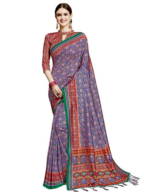 printed patola saree with blouse - 16664043 - Very Small Image - 1