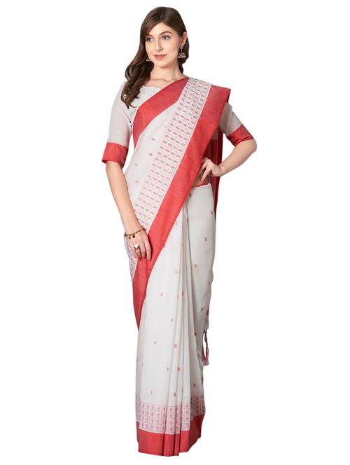solid bordered saree with blouse - 16664054 - Very Small Image - 1
