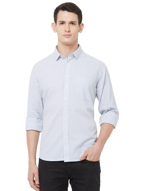 light blue striped casual shirt - 16664738 - Very Small Image - 1