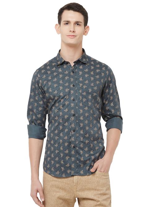 grey printed casual shirt - 16664742 - Very Small Image - 1