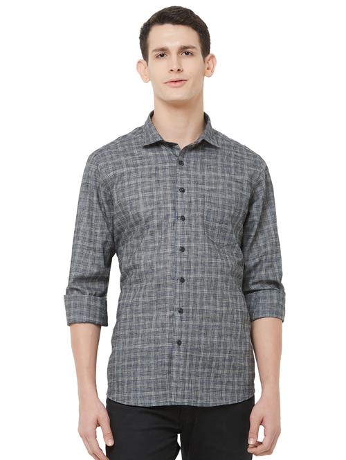 grey checkered casual shirt - 16664761 - Very Small Image - 1