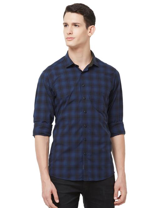 blue checkered casual shirt - 16664770 - Very Small Image - 1