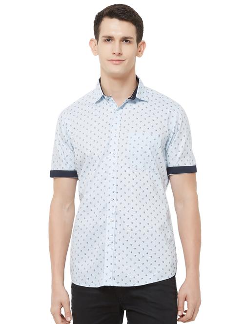 light blue printed casual shirt - 16664773 - Very Small Image - 1