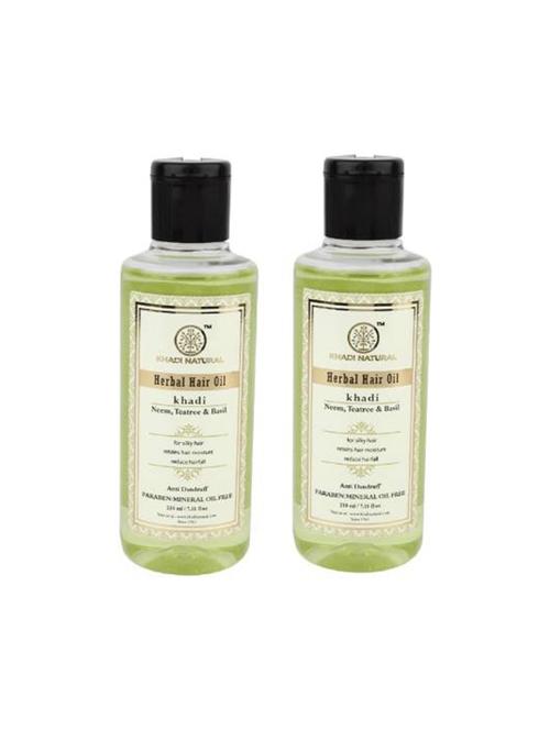 khadi natural organic neem, teatree & basil hair oil sls & paraben free hair oil - 16665233 - Very Small Image - 1