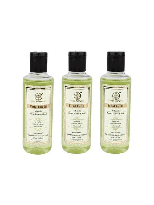 khadi natural organic neem, teatree & basil hair oil sls & paraben free hair oil (630 ml) - 16665239 - Very Small Image - 1