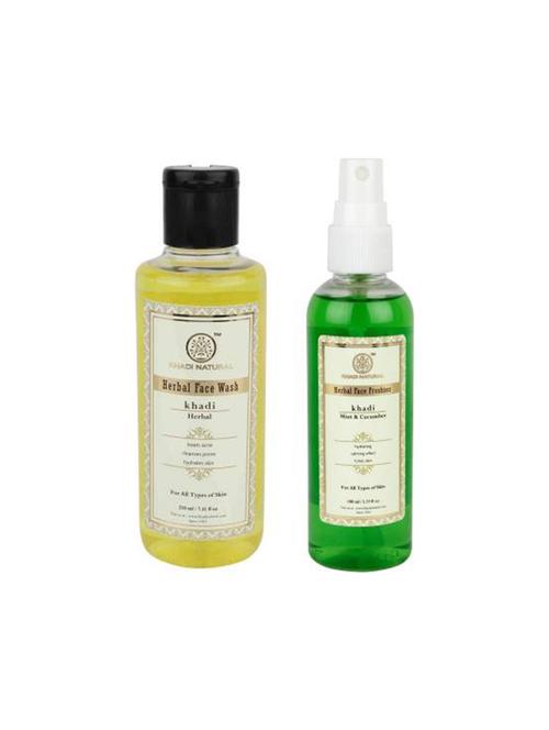 khadi natural skin care - herbal face wash + mint cucumber face spray (set of 2) - 16665419 - Very Small Image - 1