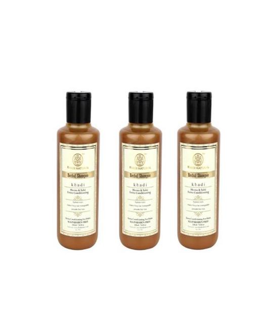 khadi natural organic henna & tulsi extra conditioning shampoo sls & paraben free (630) - 16665450 - Very Small Image - 1