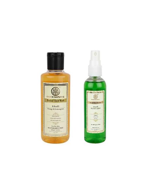 khadi natural skin care - orange lemon sls / paraben face wash + mint cucumber face spray (set of 2) - 16665467 - Very Small Image - 1