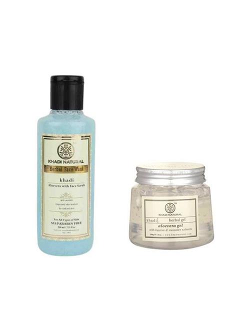 khadi natural aloevera facewash and aloevera gel (set of 2) - 16665649 - Very Small Image - 1
