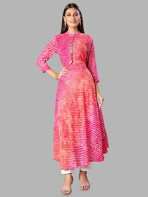 leheriya print a-line kurta - 16665756 - Very Small Image - 1